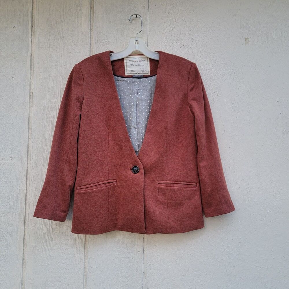 Anthropologie Cartonnier Women’s Size Sm Rust Orange Knit Blazer Jacket Academia